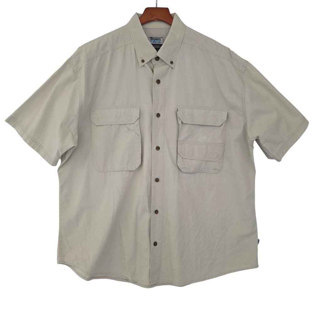 Woolrich Discovery Channel Quest Tidal Shirt Mens XL British Tan Vented‎
